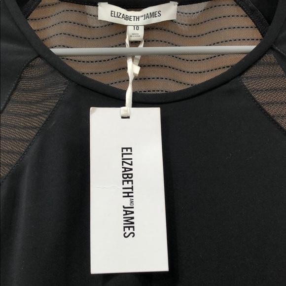 NWT Elizabeth &James Black long sleeve mesh dress - Picture 3 of 6